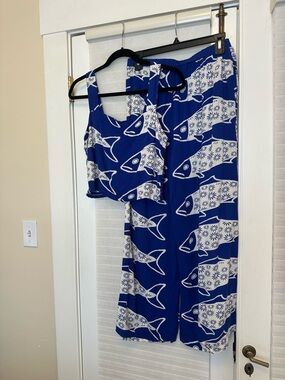 Rose & Olive Blue and White Printed Set